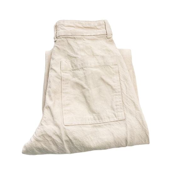 Zara Cream Denim Jeans Button Fly Wide Leg Size 2 - Picture 1 of 7